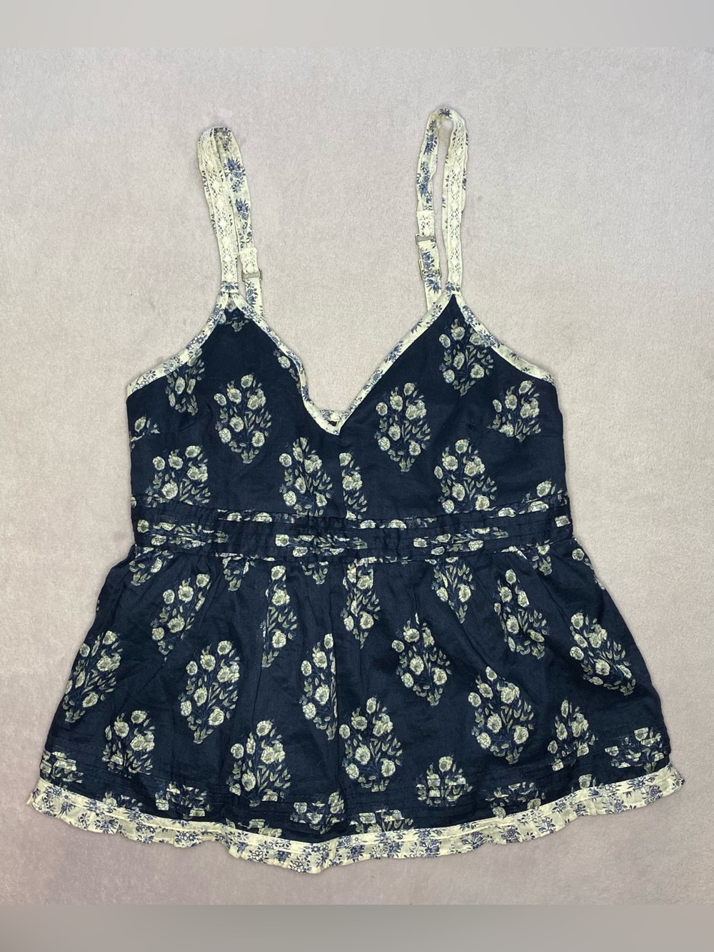 Abercrombie and Fitch Navy Floral Babydoll top